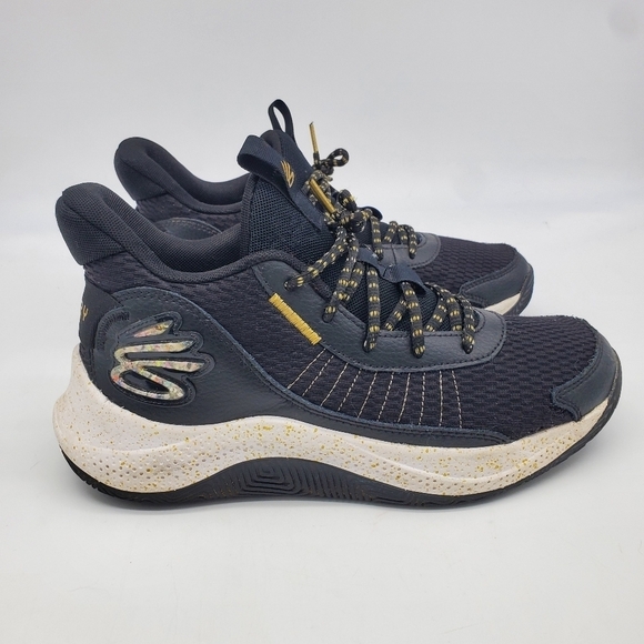 Under Armour Shoe 9.5 Mens 11 Wm UA Curry 3Z7 Black Gold Basketball Sneakers - Picture 6 of 8